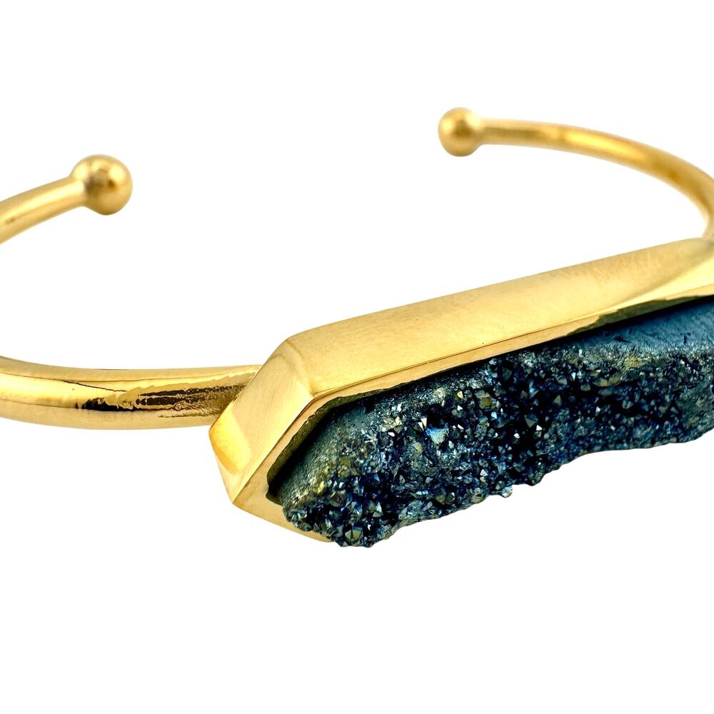 Denim Quartz Semi-Precious 18K Yellow Gold Ion Plated Bangle - NWT